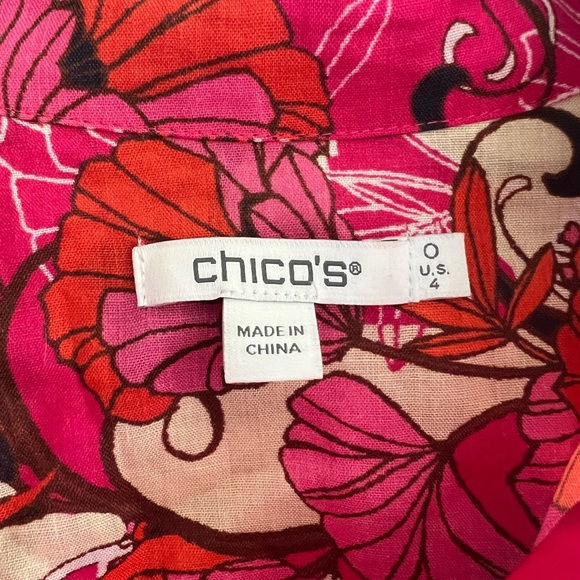 Chico's Vibrant Pink and Red Floral Top - Picture 3 of 6